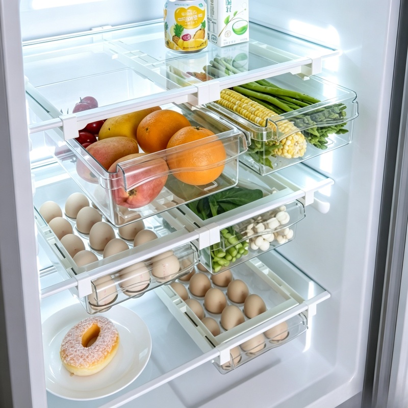 Food Storage With Dividers - Caixa de Armazenamento Deslizante Suspensa para