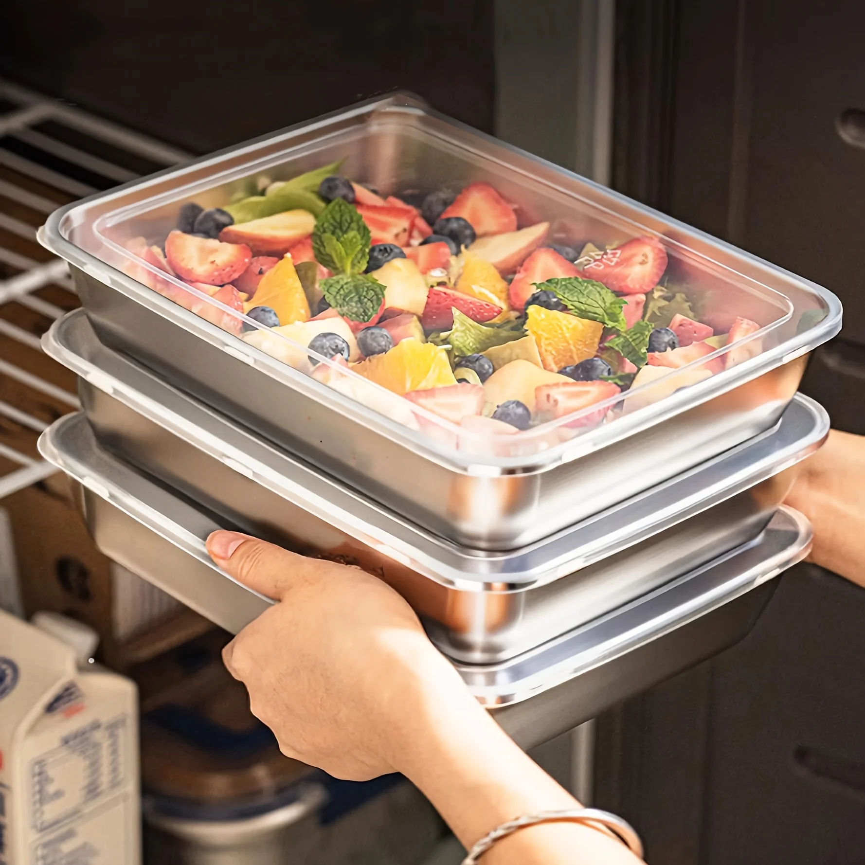 Food Storage Meals - Conjunto de 3 Recipientes de Aço