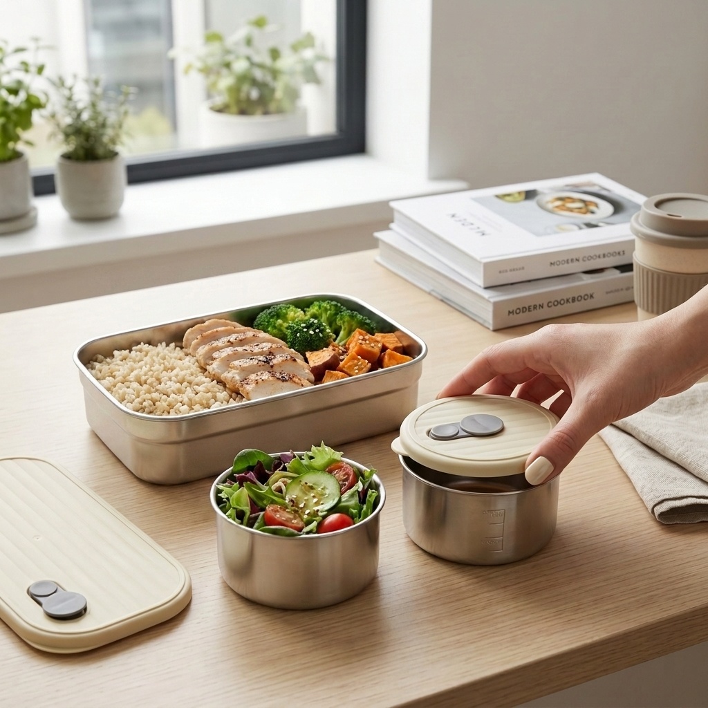 Food Storage Oven Safe - Conjunto de Caixa Bento em Aço