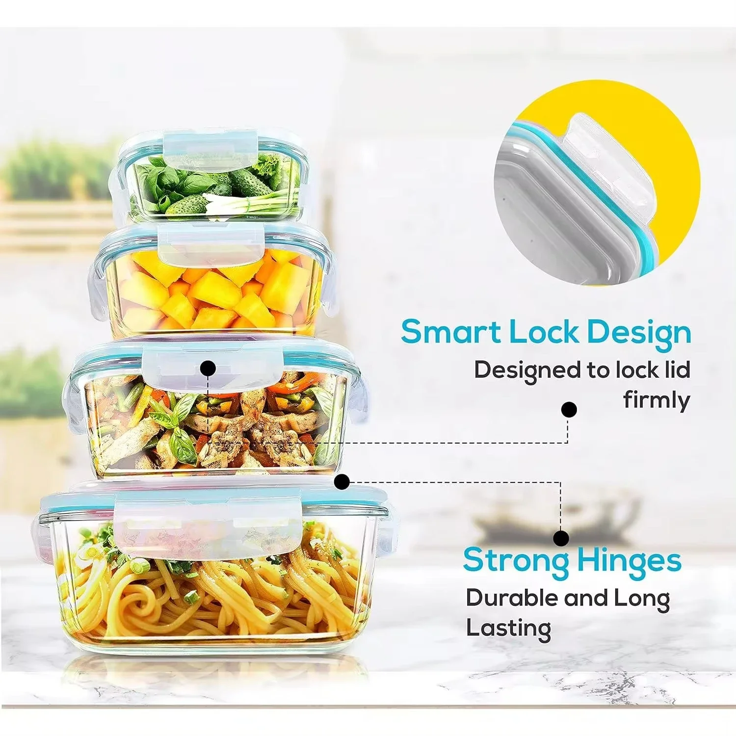 Lancheira de vidro, recipiente - Food Storage Oven Safe avaliação e preço
