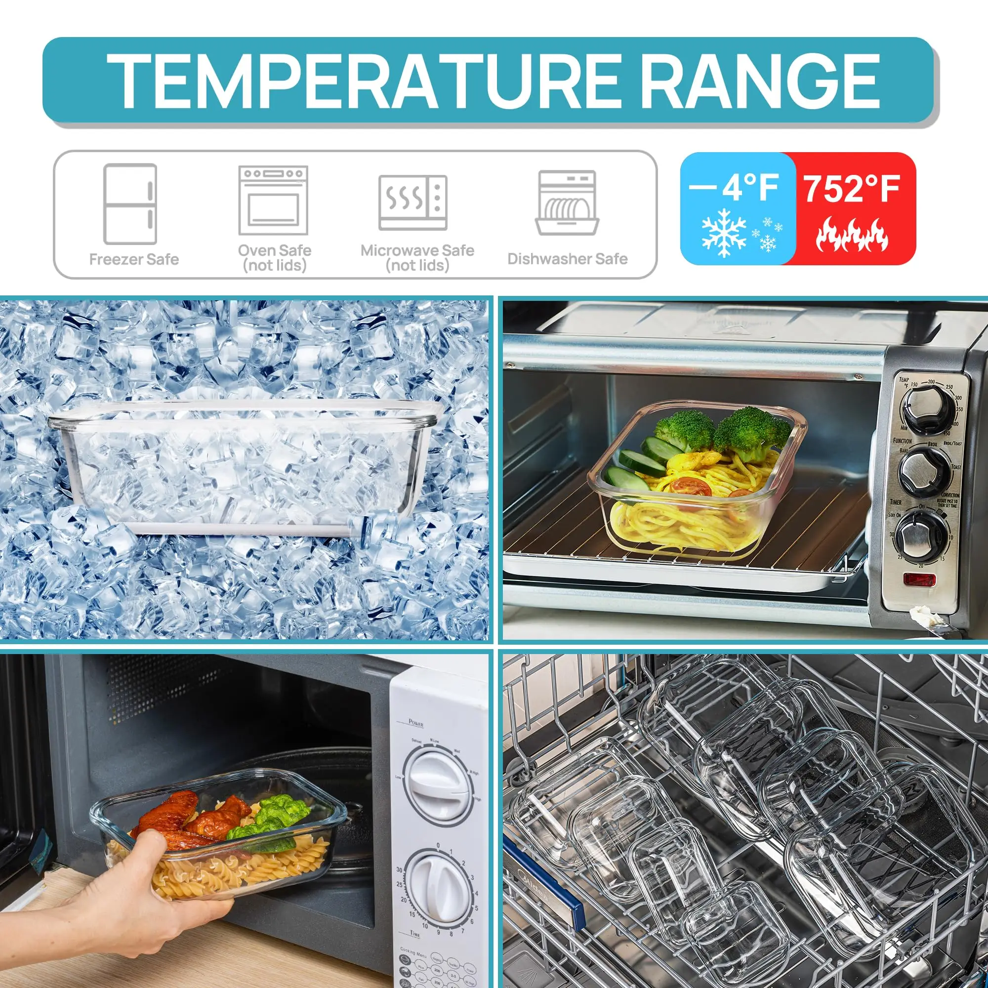 Lancheira de vidro, recipiente - Food Storage Oven Safe avaliação e preço